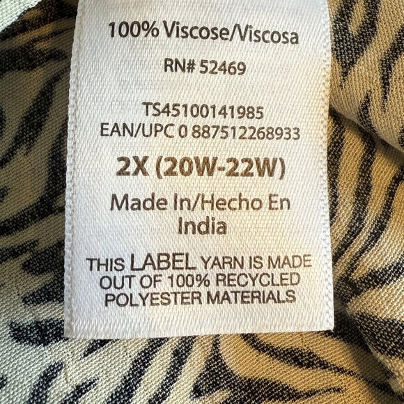 ๐ฑ 5 for $10.  NWOT Terra & Sky Black & White V-neck Top Size 2X - Picture 4 of 5